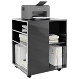 Rolling Cabinet High Gloss Grey 60x53x72 cm Engineered Wood - Close-Up Angle