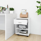 Rolling Cabinet White 46x36x59 cm Engineered Wood - Side View