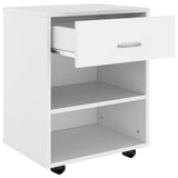 Rolling Cabinet White 46x36x59 cm Engineered Wood - Rear View
