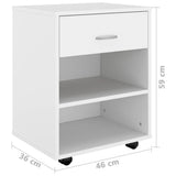 Rolling Cabinet White 46x36x59 cm Engineered Wood - Low Angle