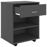 Rolling Cabinet Grey 46x36x59 cm Engineered Wood - Rear View
