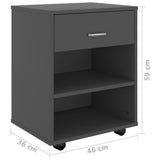 Rolling Cabinet Grey 46x36x59 cm Engineered Wood - Low Angle