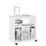 Rolling Cabinet White 60x45x60 cm Engineered Wood - Rear View