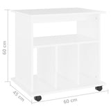 Rolling Cabinet White 60x45x60 cm Engineered Wood - Close-Up Angle