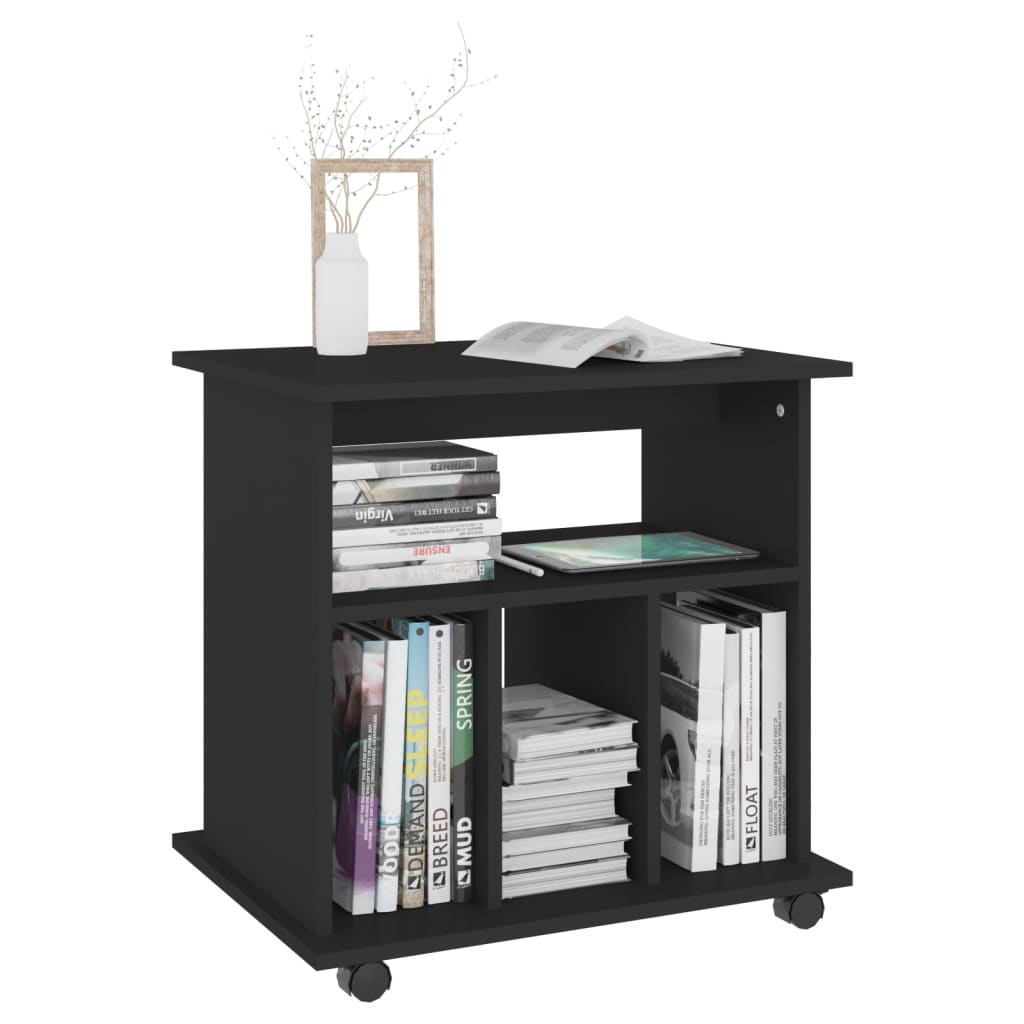 Rolling Cabinet Black 60x45x60 cm Engineered Wood