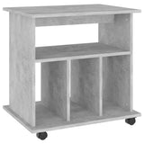 Rolling Cabinet Concrete Grey 60x45x60 cm Engineered Wood - Front View