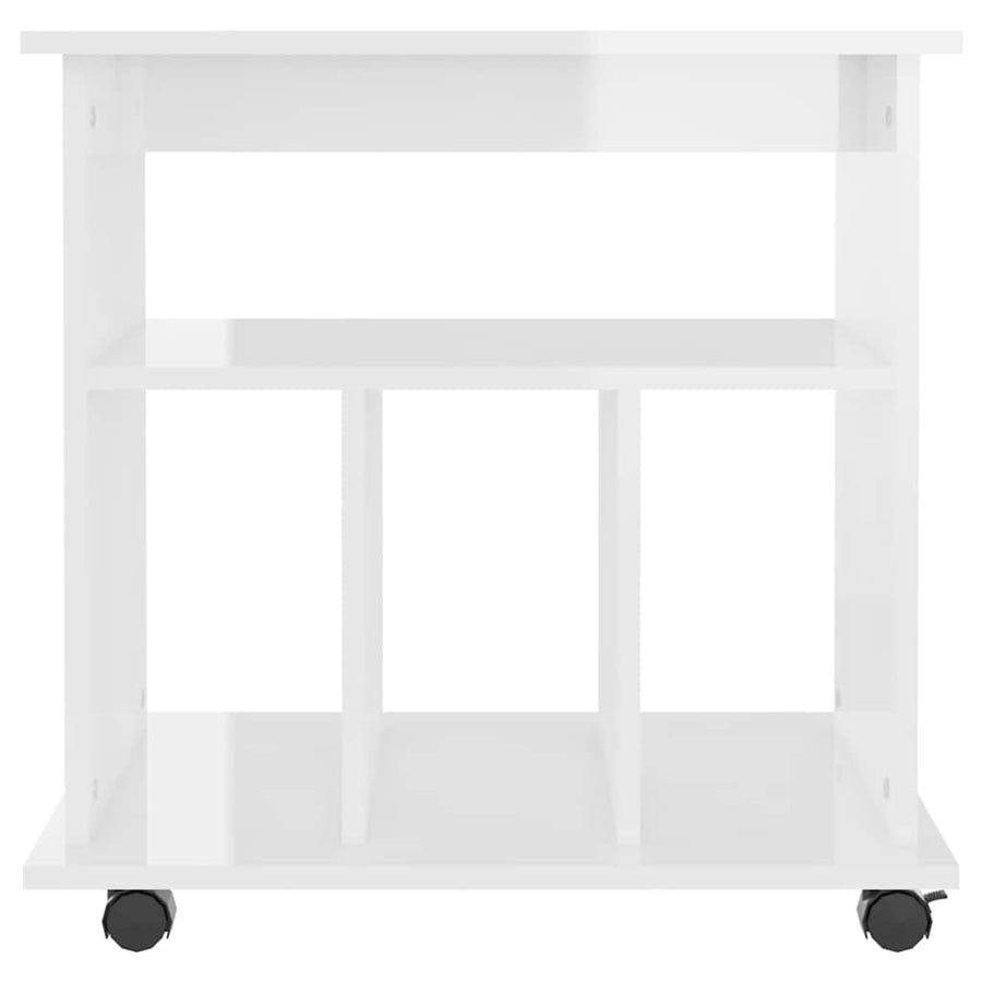 Rolling Cabinet High Gloss White 60x45x60 cm Engineered Wood