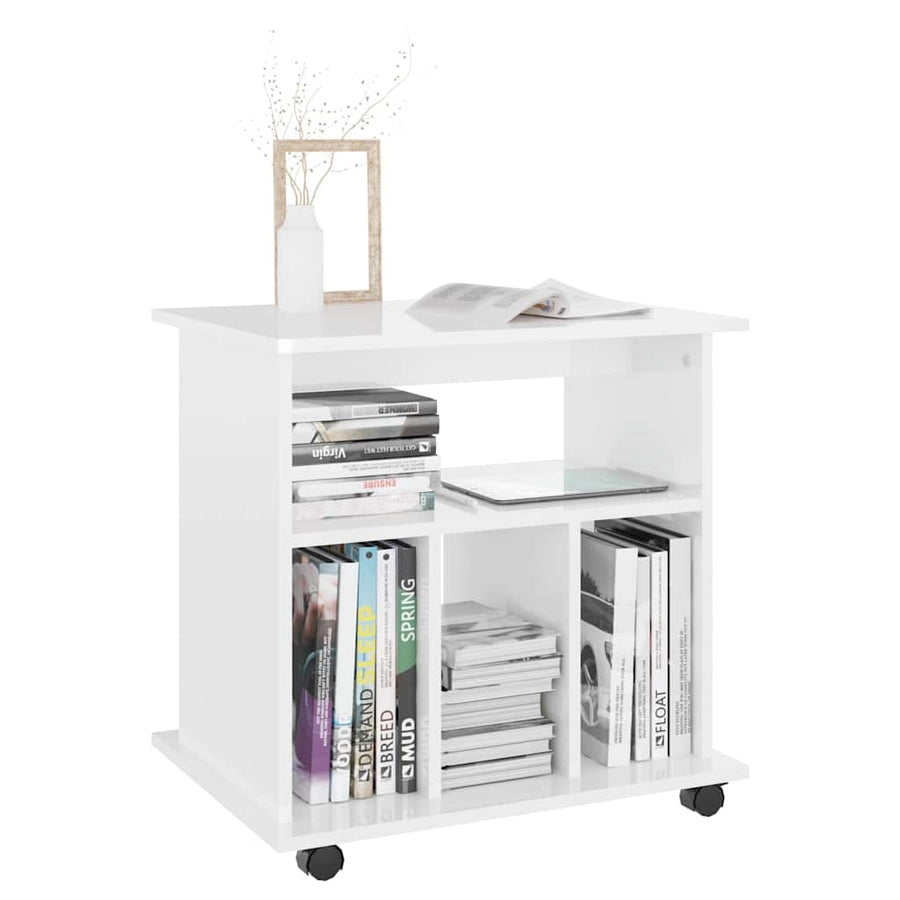 Rolling Cabinet High Gloss White 60x45x60 cm Engineered Wood