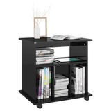 Rolling Cabinet High Gloss Black 60x45x60 cm Engineered Wood