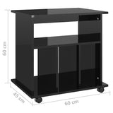 Rolling Cabinet High Gloss Black 60x45x60 cm Engineered Wood