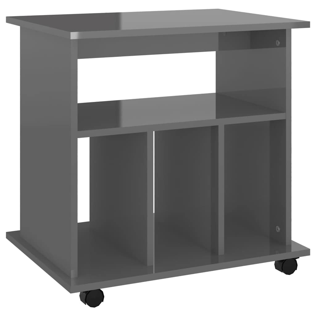 Rolling Cabinet High Gloss Grey 60x45x60 cm Engineered Wood