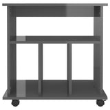 Rolling Cabinet High Gloss Grey 60x45x60 cm Engineered Wood