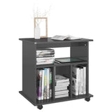 Rolling Cabinet High Gloss Grey 60x45x60 cm Engineered Wood