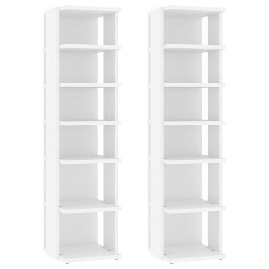 Shoe Cabinets 2 pcs White 27.5x27x102 cm Engineered Wood