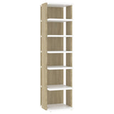 Shoe Cabinet White&Sonoma Oak 27.5x27x102 cm Engineered Wood