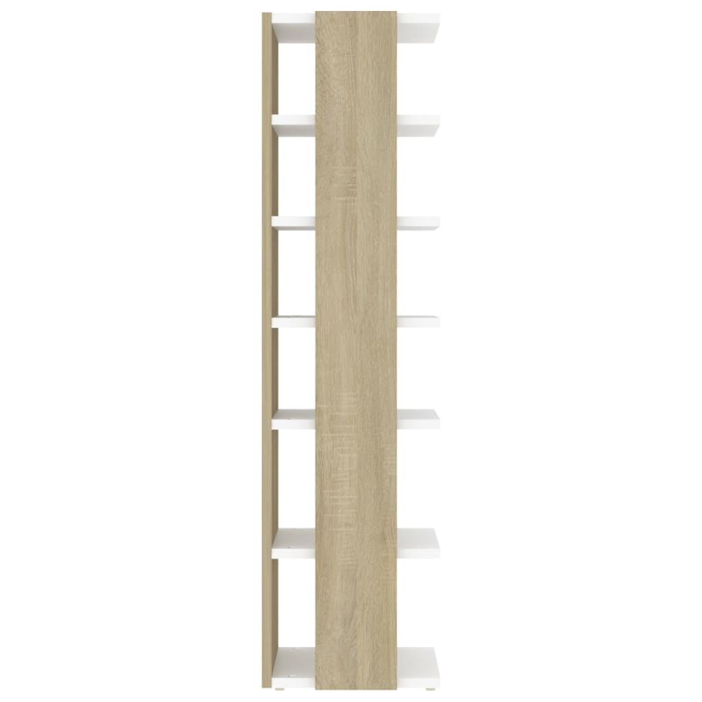 Shoe Cabinet White&Sonoma Oak 27.5x27x102 cm Engineered Wood
