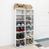 Shoe Cabinets 2 pcs High Gloss White 27.5x27x102 cm - Side View