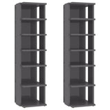 Shoe Cabinets 2 pcs High Gloss Grey 27.5x27x102 cm