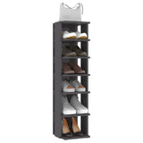 Shoe Cabinets 2 pcs High Gloss Grey 27.5x27x102 cm - Close-Up Angle