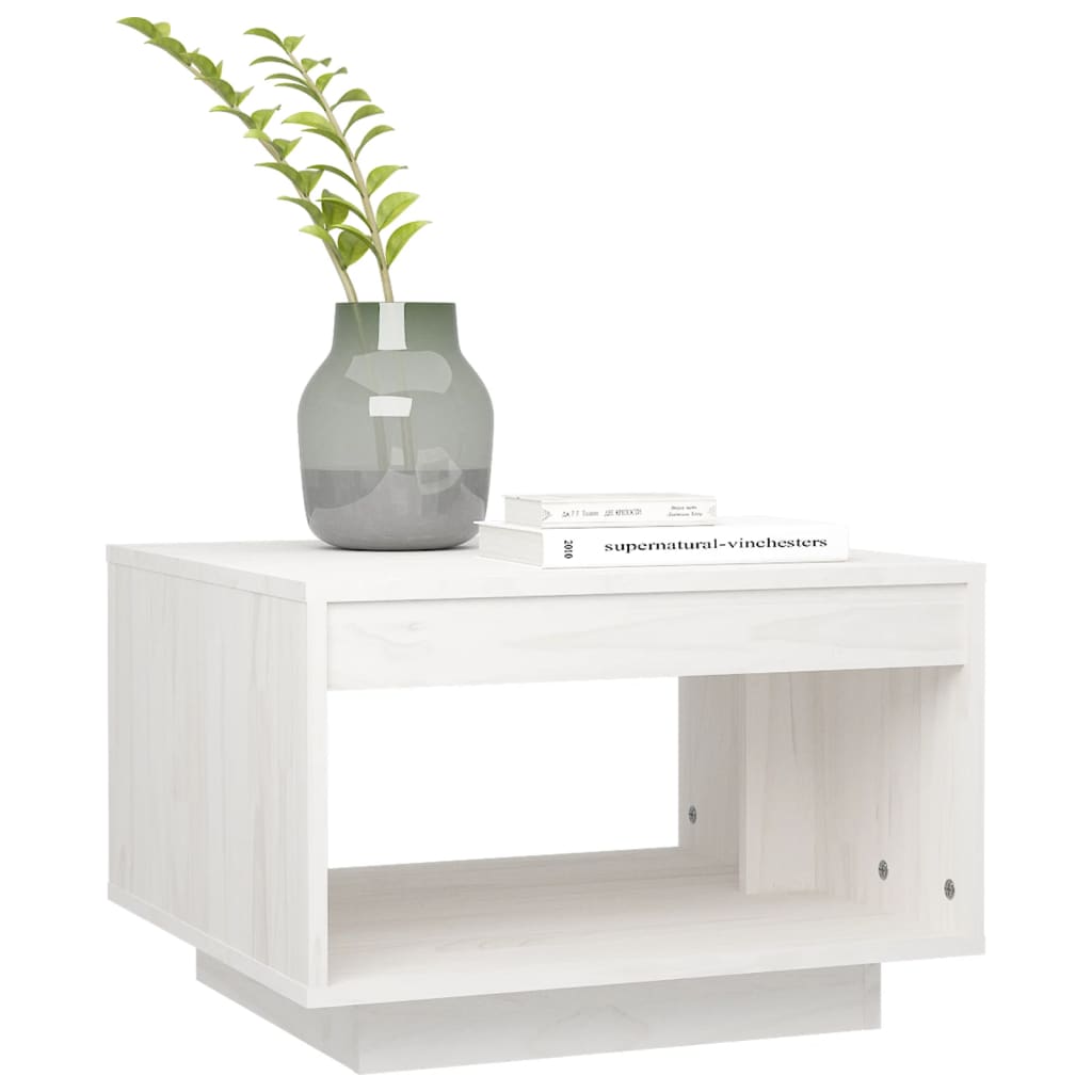 Coffee Table White 50x50x33.5 cm Solid Pinewood