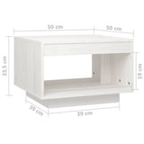 Coffee Table White 50x50x33.5 cm Solid Pinewood - Close-Up Angle
