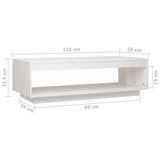 Coffee Table White 110x50x33.5 cm Solid Pinewood - Low Angle