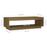 Coffee Table Honey Brown 110x50x33.5 cm Solid Pinewood - Low Angle