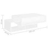 Coffee Table White 105x55x32 cm Engineered Wood - Close-Up Angle