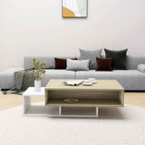 Coffee Table White and Sonoma Oak 105x55x32 cm Engineered Wood - Side View