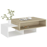 Coffee Table White and Sonoma Oak 105x55x32 cm Engineered Wood
