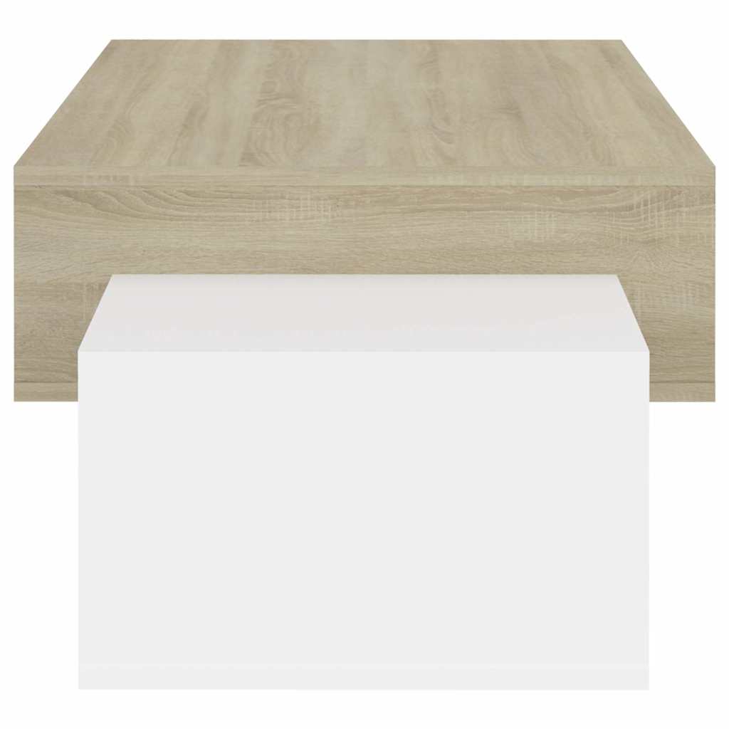 Coffee Table White and Sonoma Oak 105x55x32 cm Engineered Wood
