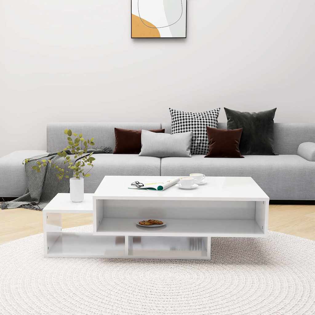 Coffee Table High Gloss White 105x55x32 cm Engineered Wood