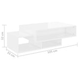 Coffee Table High Gloss White 105x55x32 cm Engineered Wood