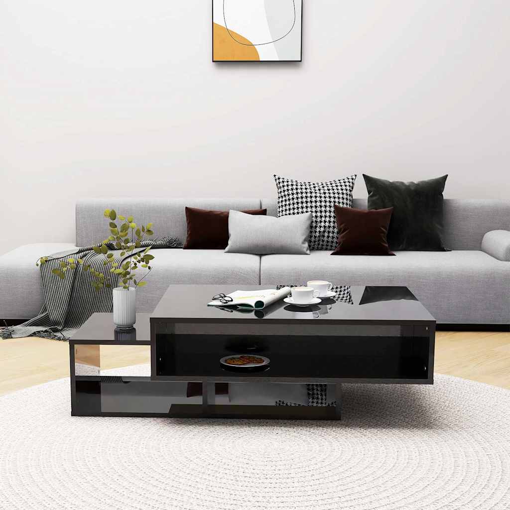Coffee Table High Gloss Black 105x55x32 cm Engineered Wood