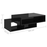 Coffee Table High Gloss Black 105x55x32 cm Engineered Wood - Close-Up Angle