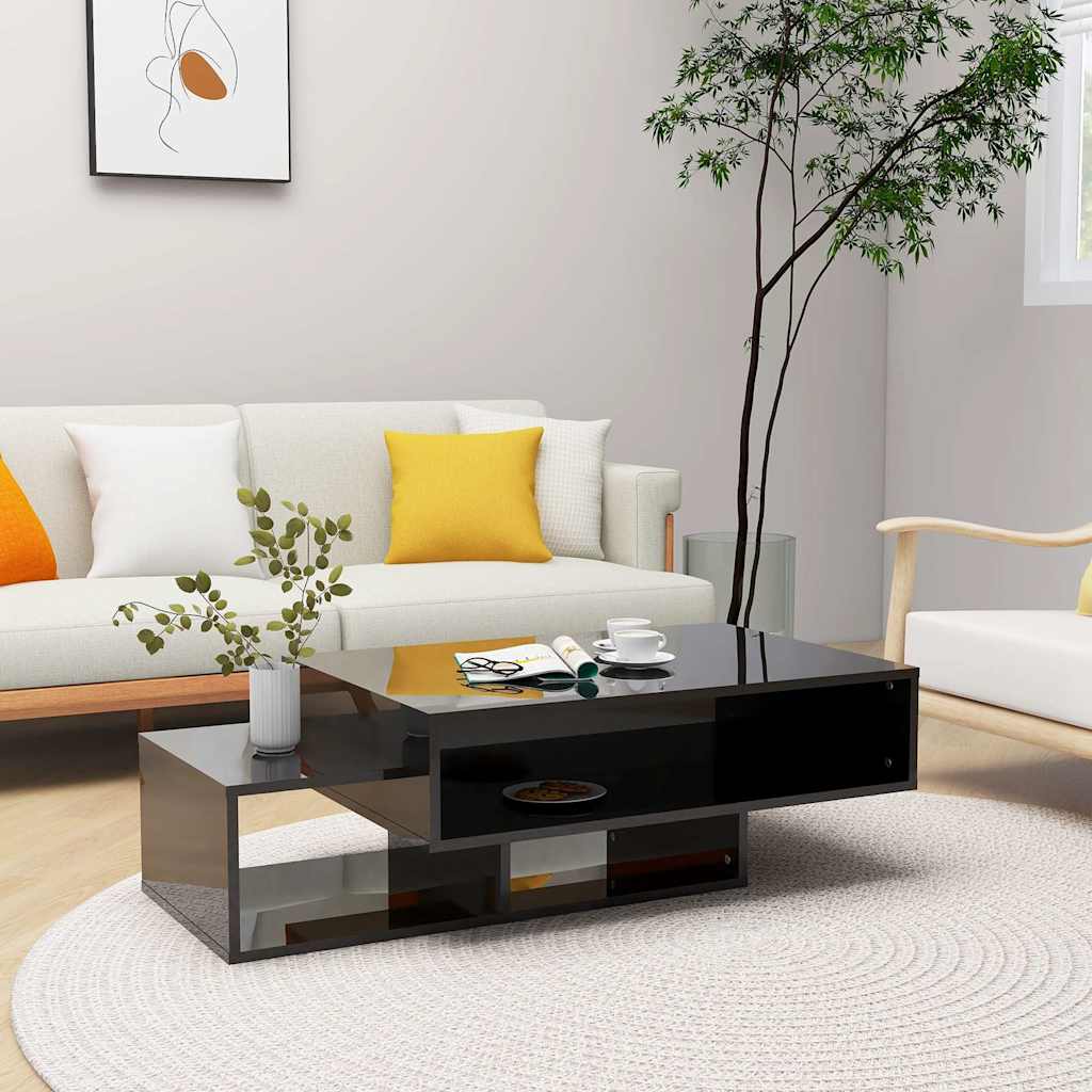 Coffee Table High Gloss Black 105x55x32 cm Engineered Wood