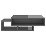 Coffee Table High Gloss Grey 105x55x32 cm Engineered Wood - 45-Degree Angle