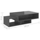 Coffee Table High Gloss Grey 105x55x32 cm Engineered Wood
