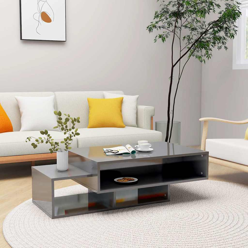 Coffee Table High Gloss Grey 105x55x32 cm Engineered Wood