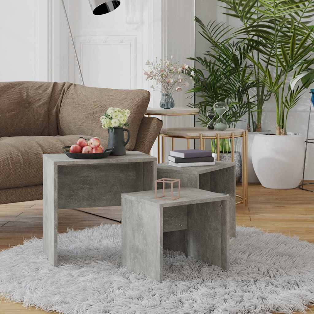 Nesting Coffee Tables 3 pcs Concrete Grey Engineered Wood