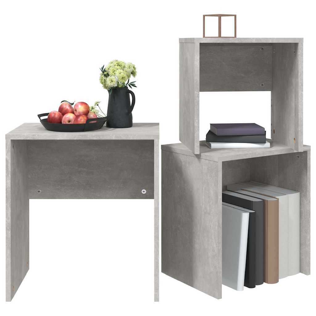 Nesting Coffee Tables 3 pcs Concrete Grey Engineered Wood