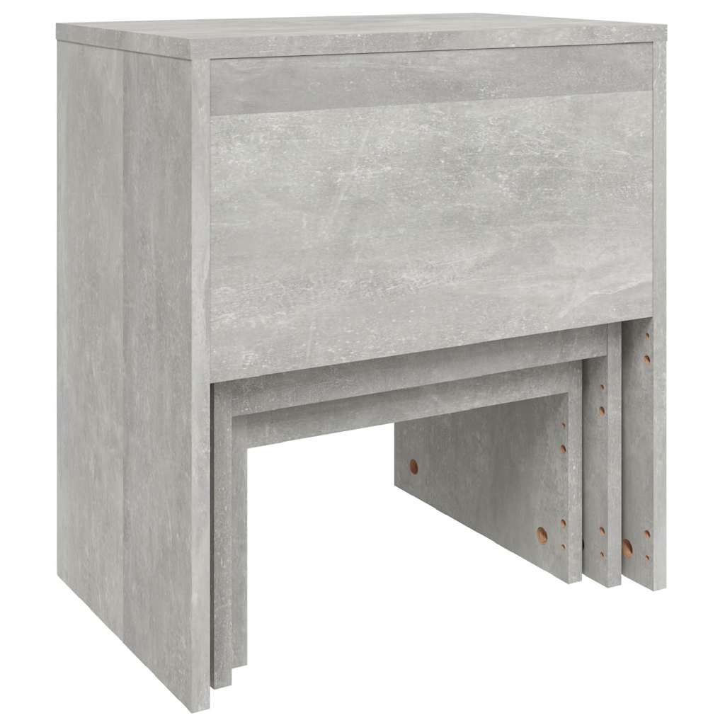 Nesting Coffee Tables 3 pcs Concrete Grey Engineered Wood