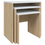 Nesting Coffee Tables 3 pcs White and Sonoma Oak Engineered Wood