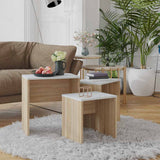 Nesting Coffee Tables 3 pcs White and Sonoma Oak Engineered Wood