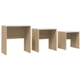 Nesting Coffee Tables 3 pcs White and Sonoma Oak Engineered Wood