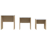 Nesting Coffee Tables 3 pcs White and Sonoma Oak Engineered Wood
