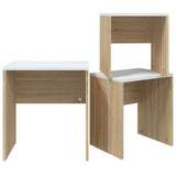 Nesting Coffee Tables 3 pcs White and Sonoma Oak Engineered Wood