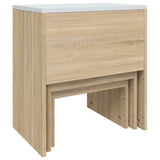 Nesting Coffee Tables 3 pcs White and Sonoma Oak Engineered Wood