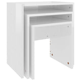 Nesting Coffee Tables 3 pcs High Gloss White Engineered Wood - Front View