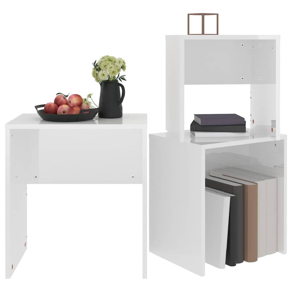 Nesting Coffee Tables 3 pcs High Gloss White Engineered Wood